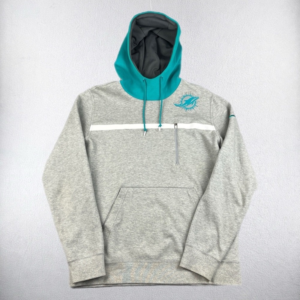 Nike Hoodie Mens Large Gray Miami Dolphins NFL Team Apparel Pullover Sweatshirt